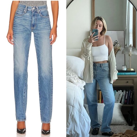 SLVRLAKE Sophie Ripped Mid Rise Straight Leg Jeans in All Or Nothing Size US 28 - Picture 1 of 15